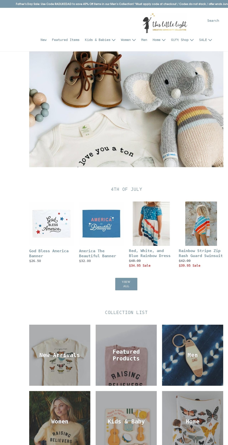 littlelightcollective.com shopify website screenshot
