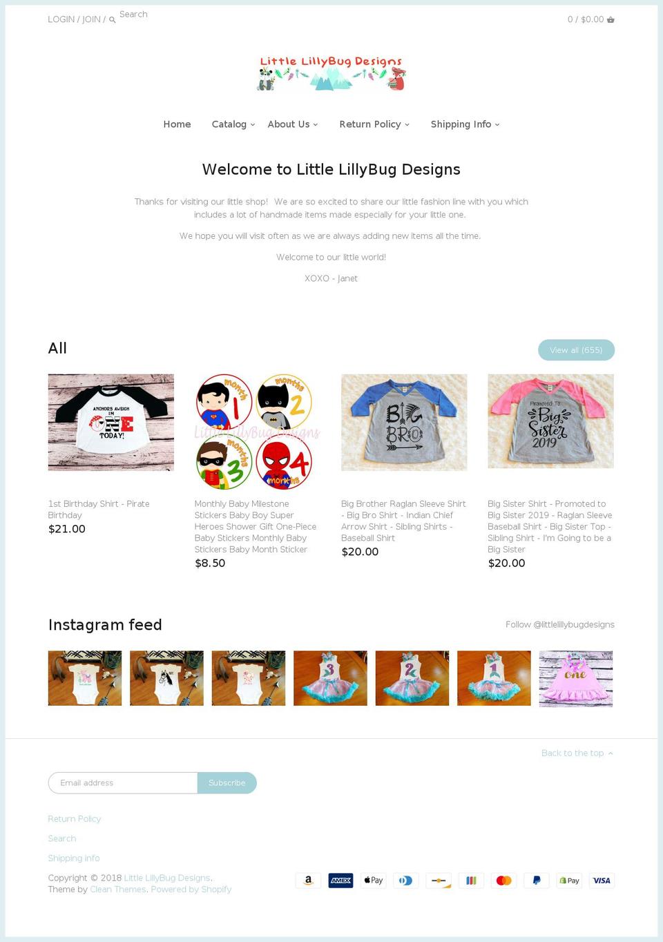 littlelillybugdesigns.com shopify website screenshot