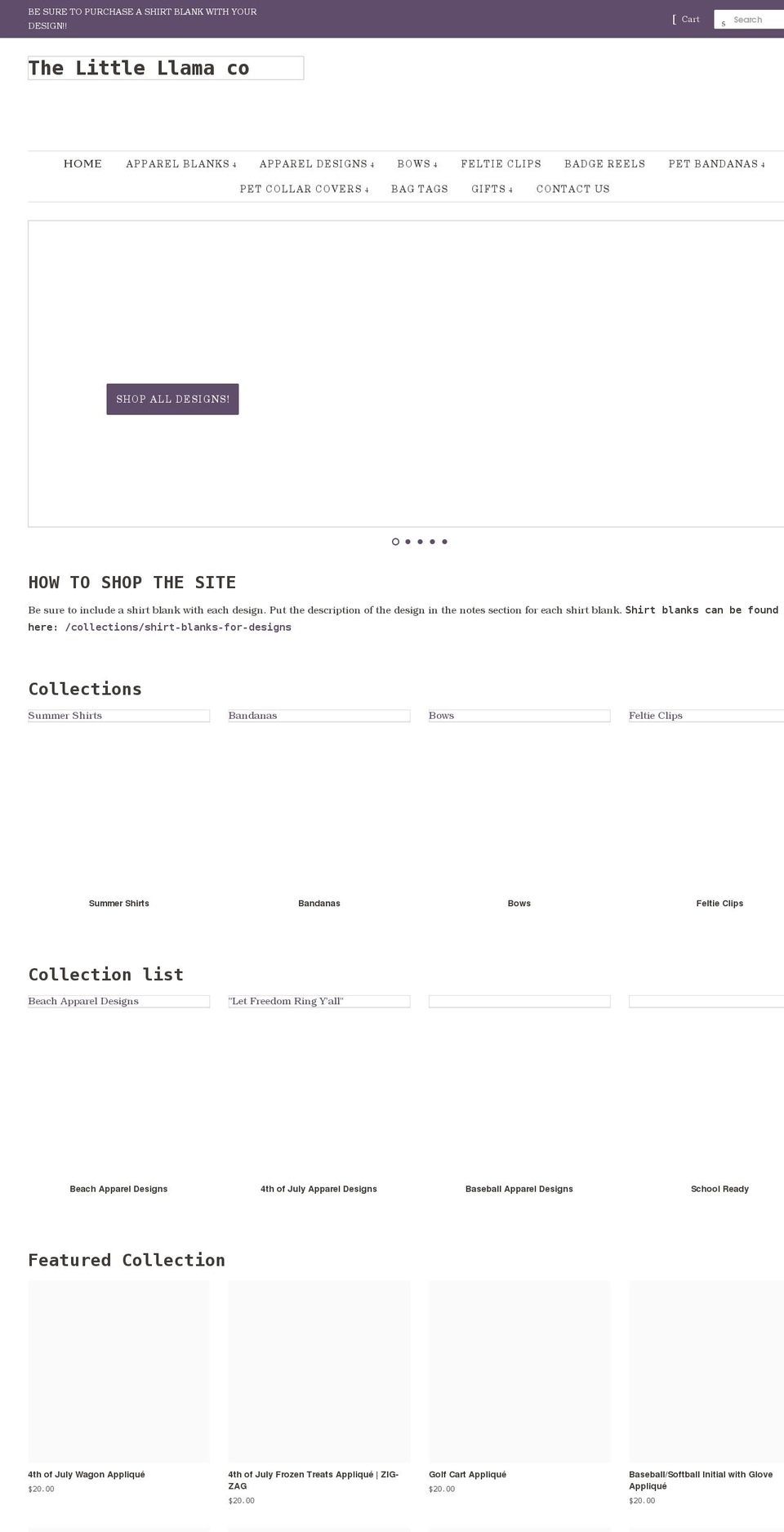 littlellamacompany.com shopify website screenshot