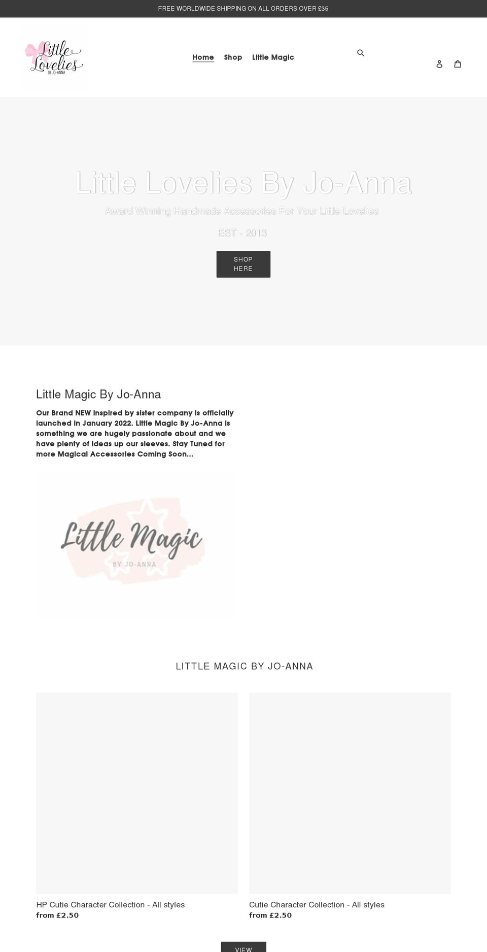 littleloveliesbyjo.com shopify website screenshot