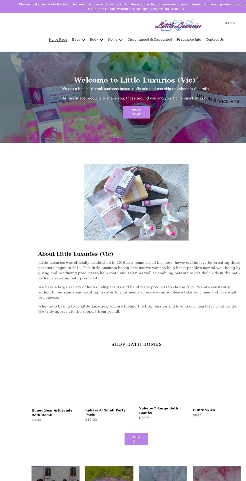 littleluxuriesvic.com.au shopify website screenshot
