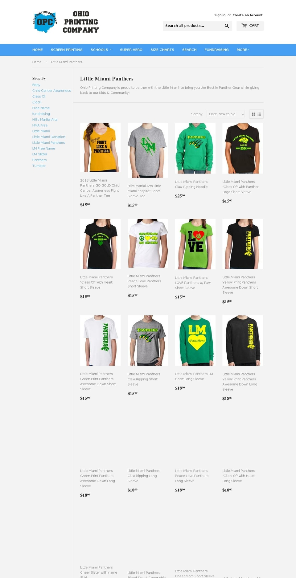 littlemiamipanthers.com — Shopify storefront screenshot
