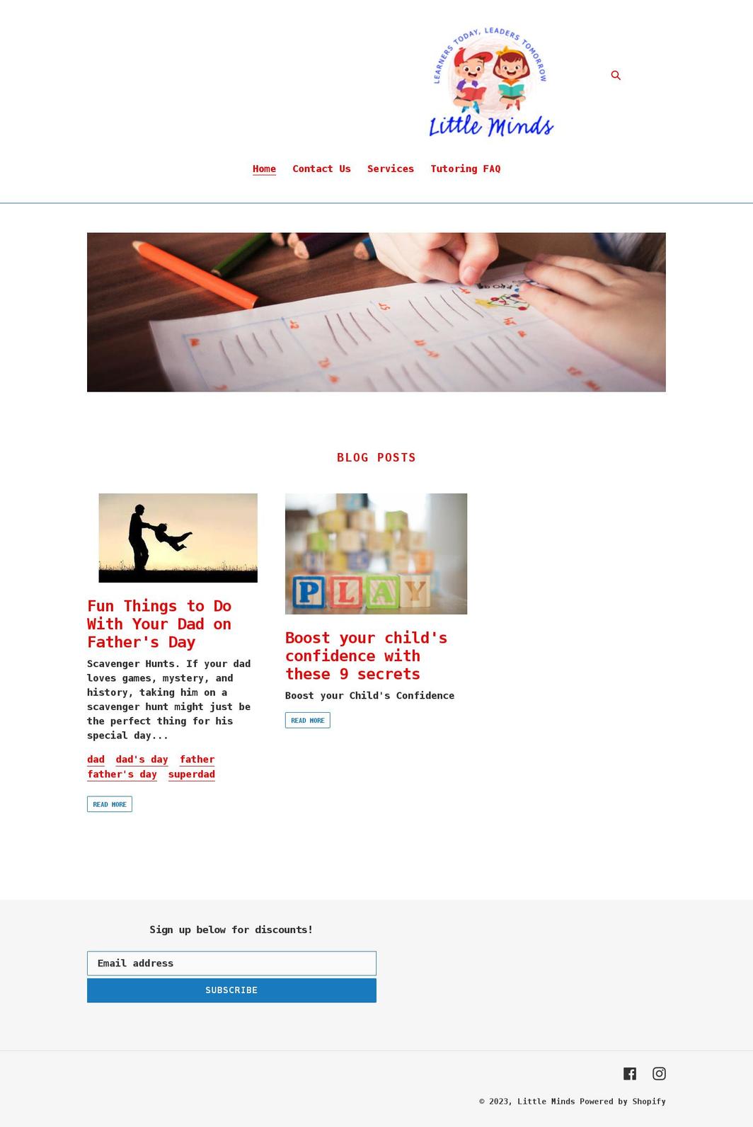 littlemindskids.com shopify website screenshot
