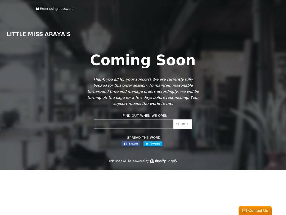littlemissaraya.com — Shopify storefront screenshot