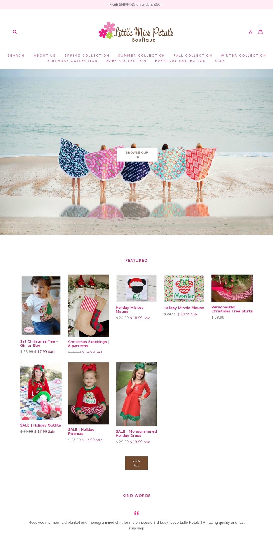 littlemisspetals.com shopify website screenshot