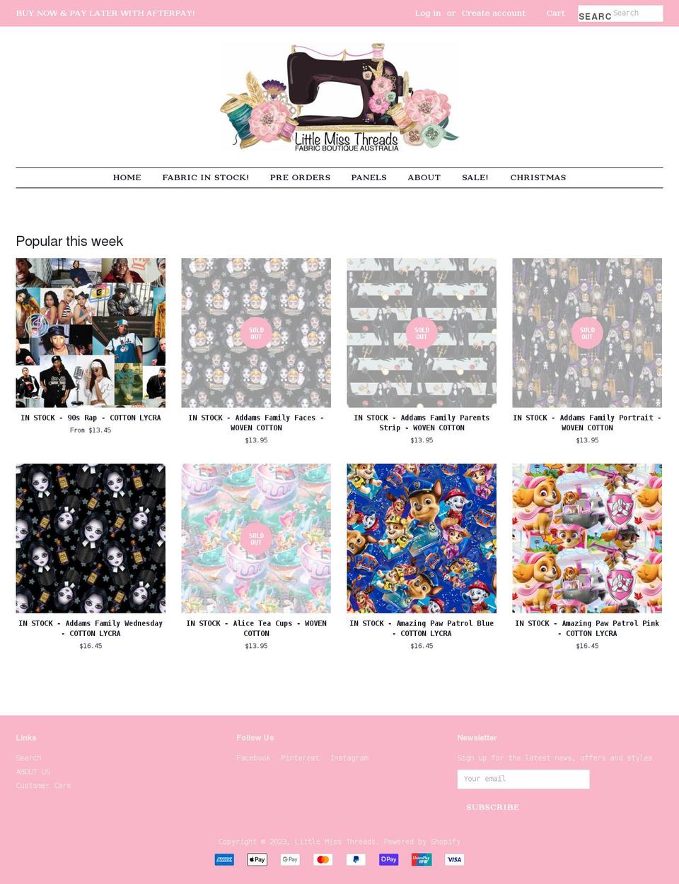 littlemissthreads.com.au shopify website screenshot
