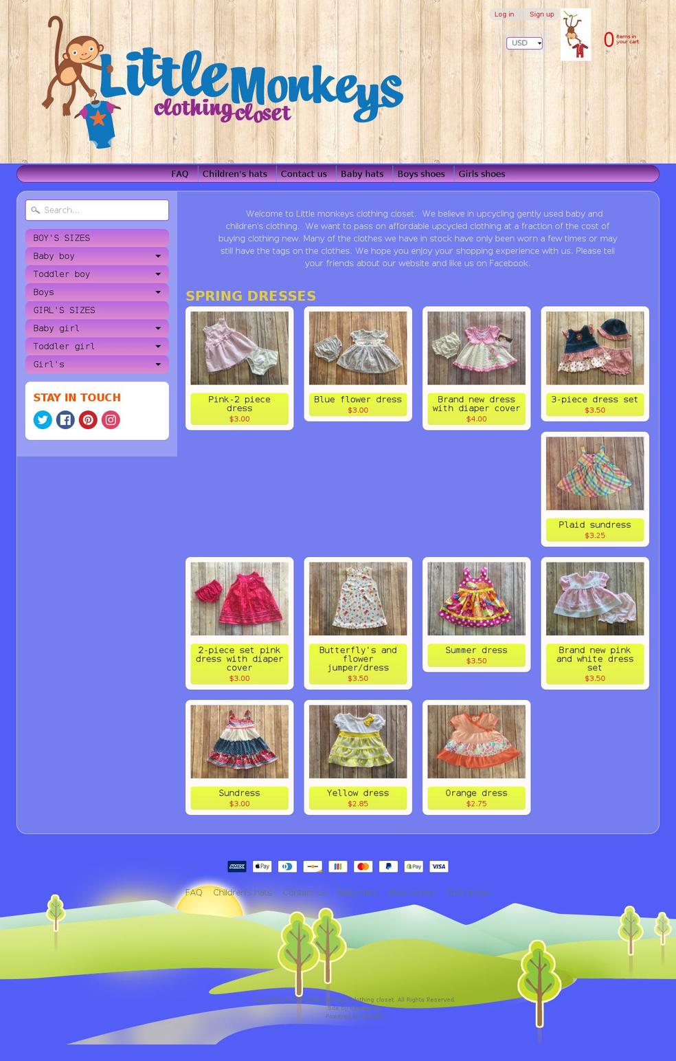 littlemonkeysclothingcloset.com — Shopify storefront screenshot