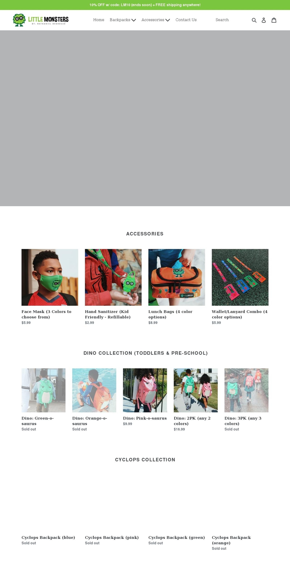 littlemonstersbynate.com shopify website screenshot