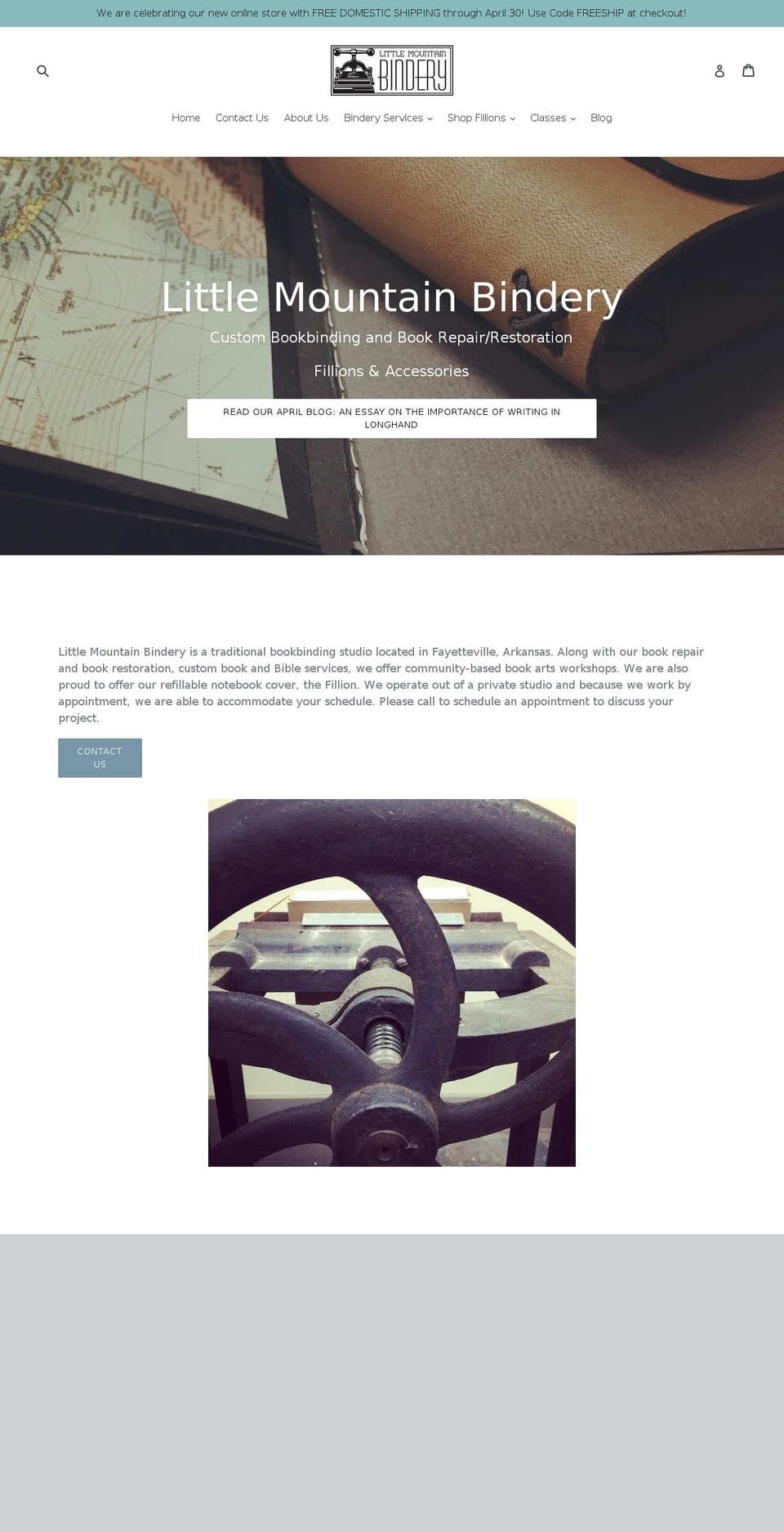 littlemountainbindery.com shopify website screenshot