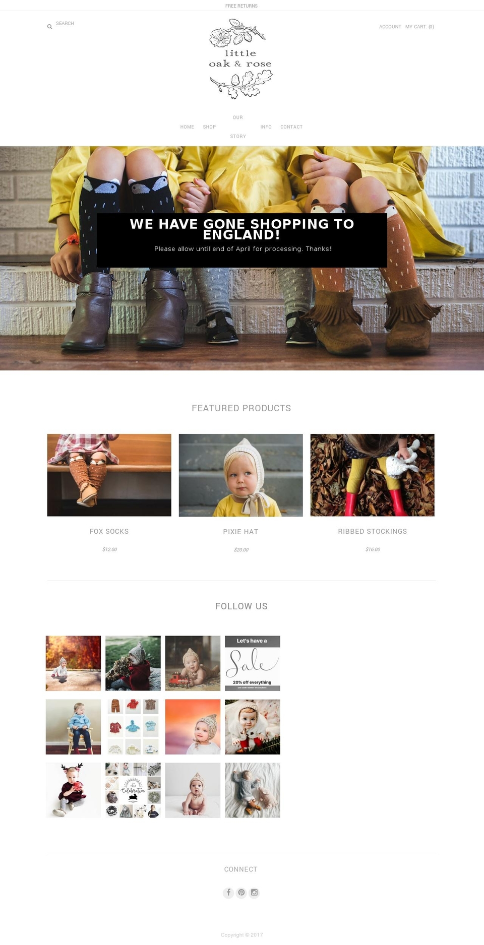 littleoakandrose.com shopify website screenshot