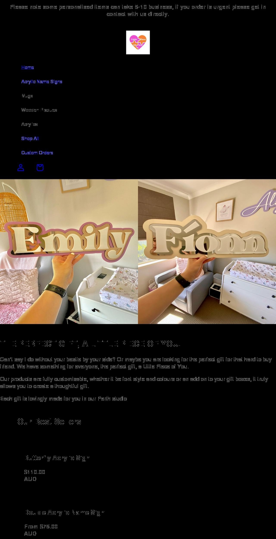 littlepieceofyou.com shopify website screenshot