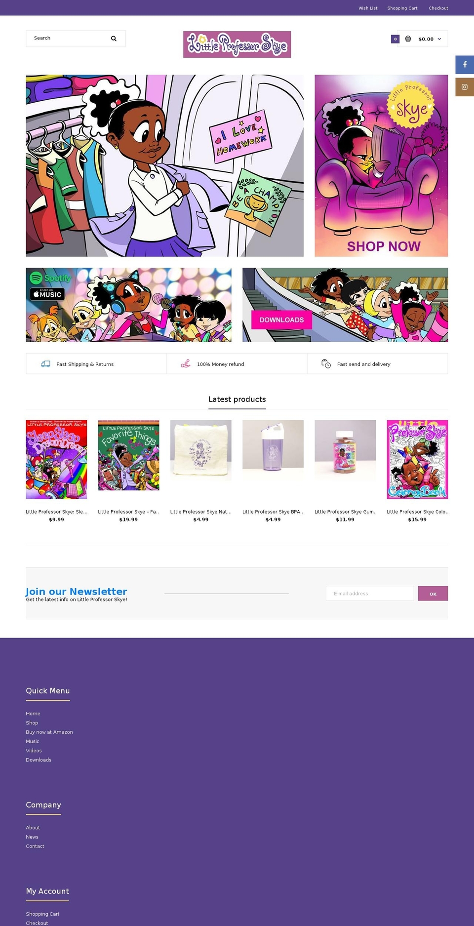 littleprofessorskye.com shopify website screenshot