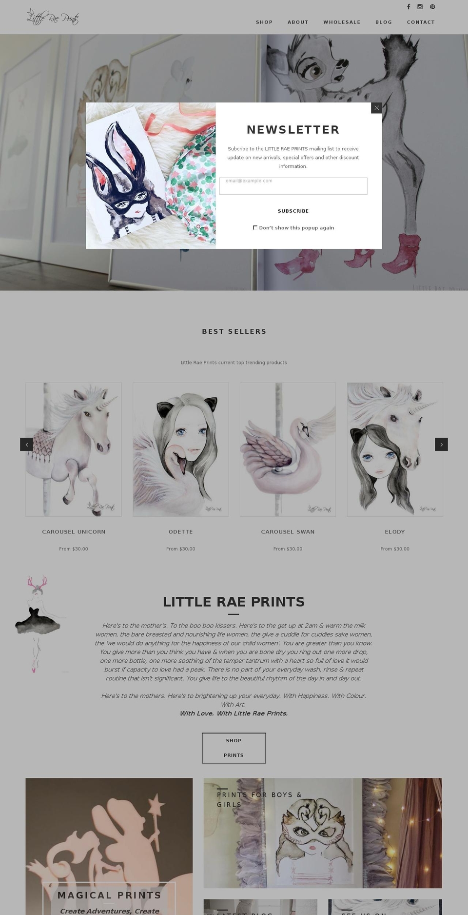 littleraeprints.com shopify website screenshot