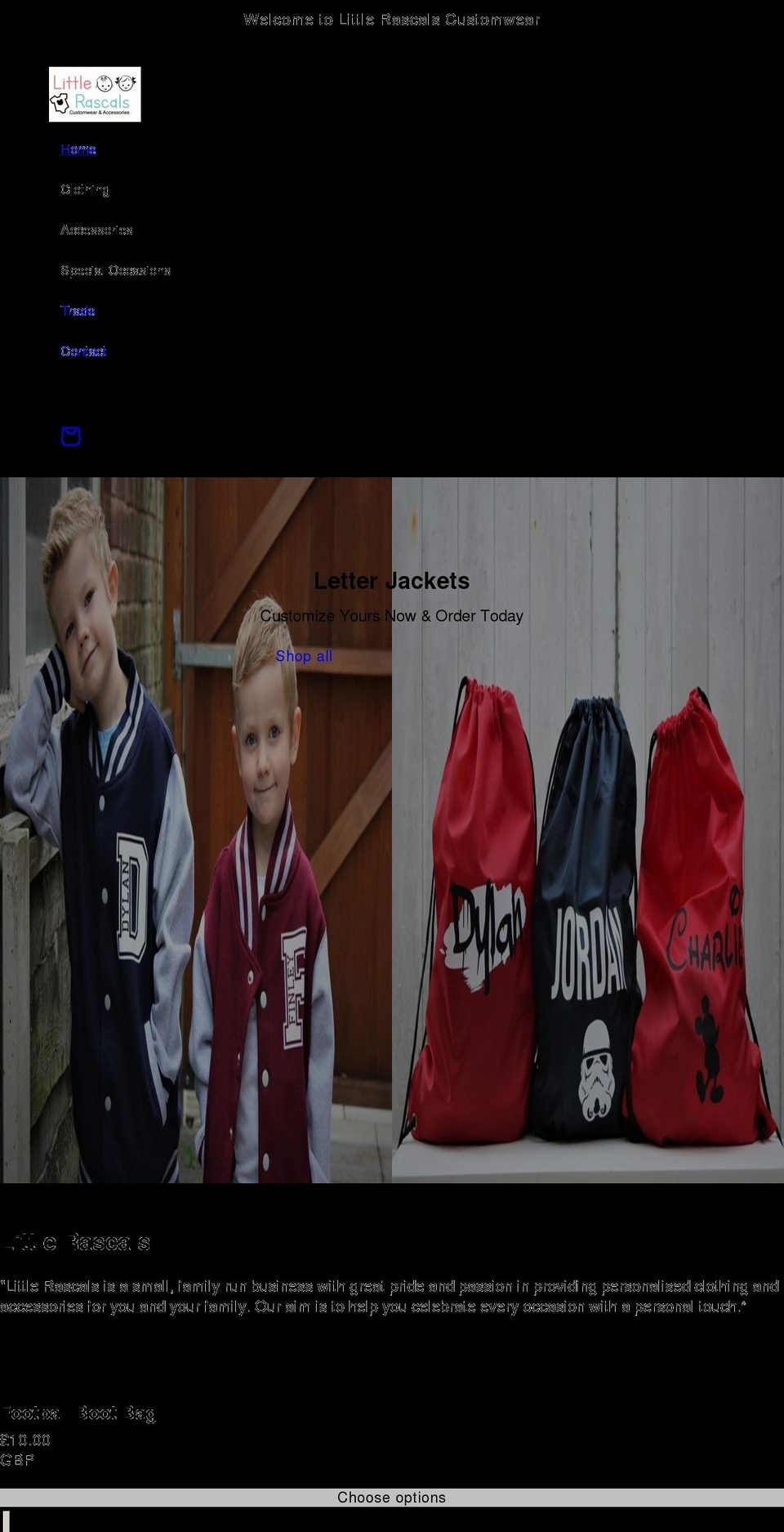 littlerascalsclothing.co.uk shopify website screenshot