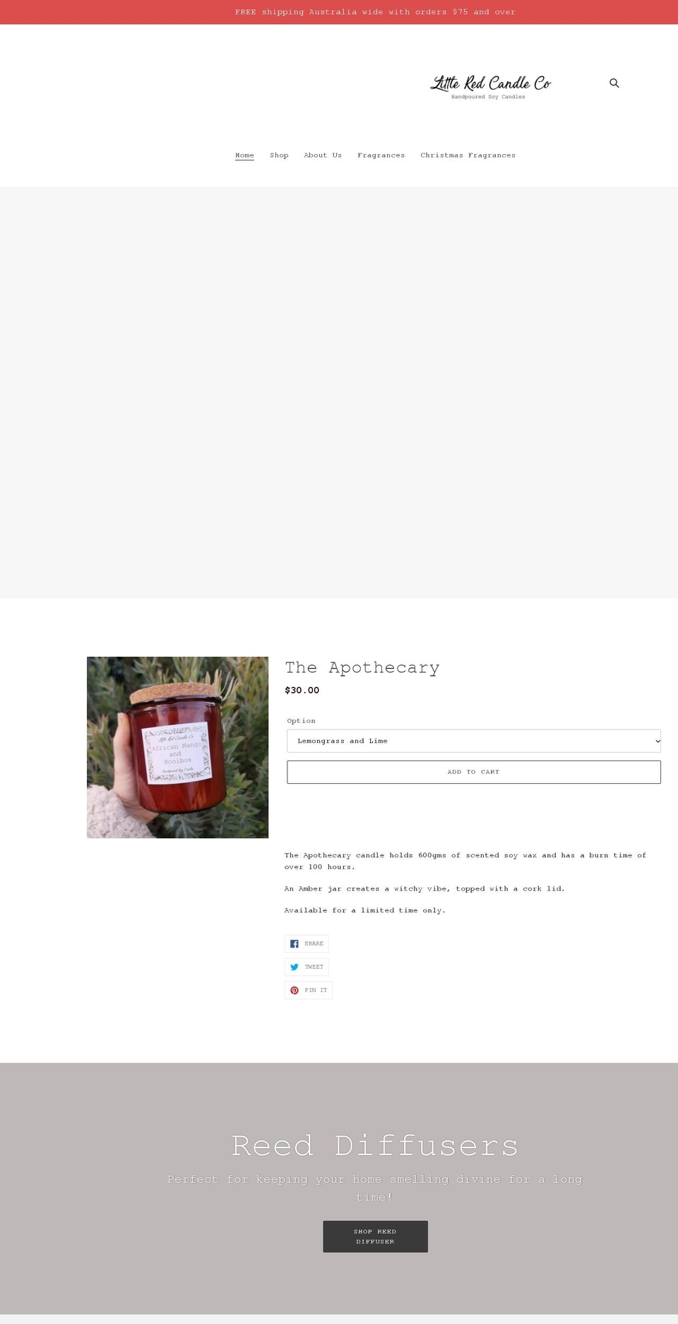 littleredcandleco.com.au shopify website screenshot