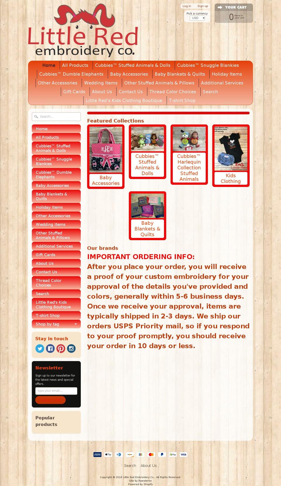 littleredemb.com — Shopify storefront screenshot
