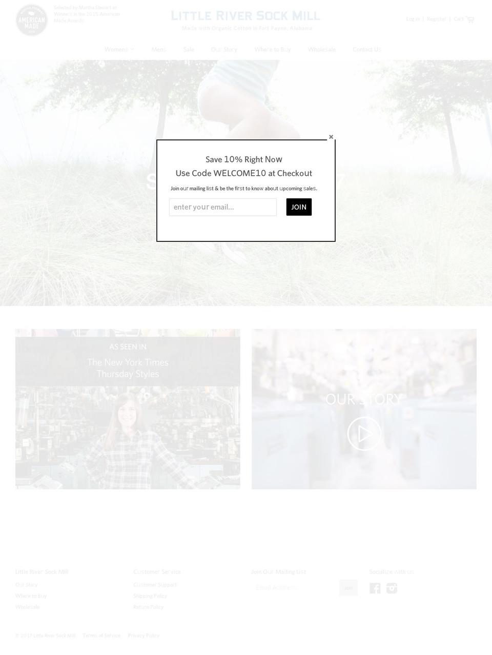 littleriversockmill.com shopify website screenshot