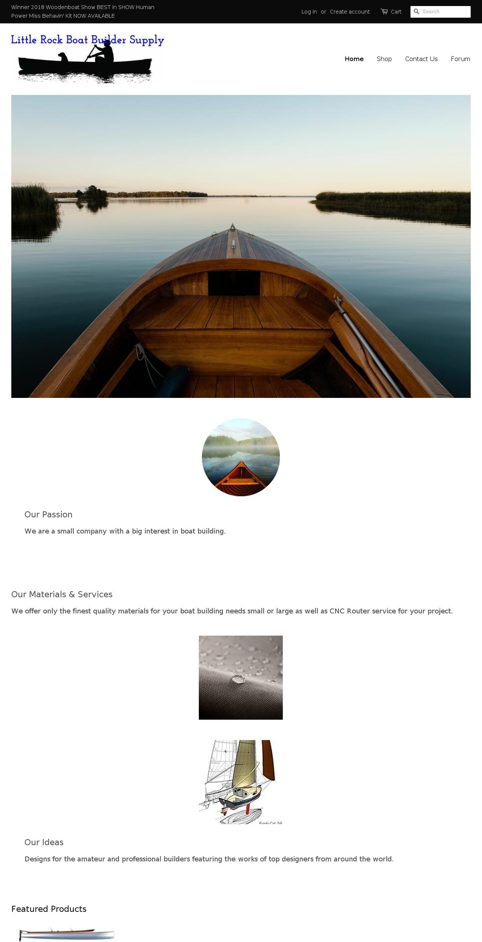 littlerockboatbuildersupply.com — Shopify storefront screenshot