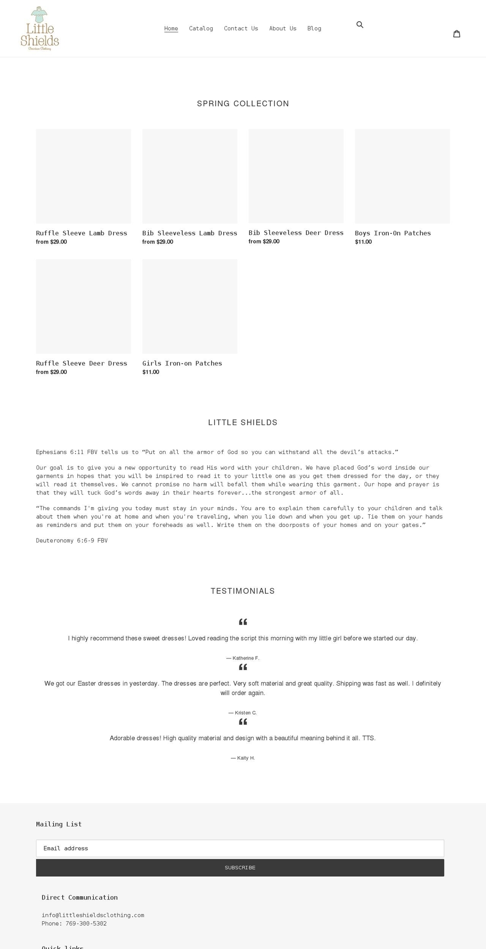 littleshieldsclothing.com shopify website screenshot