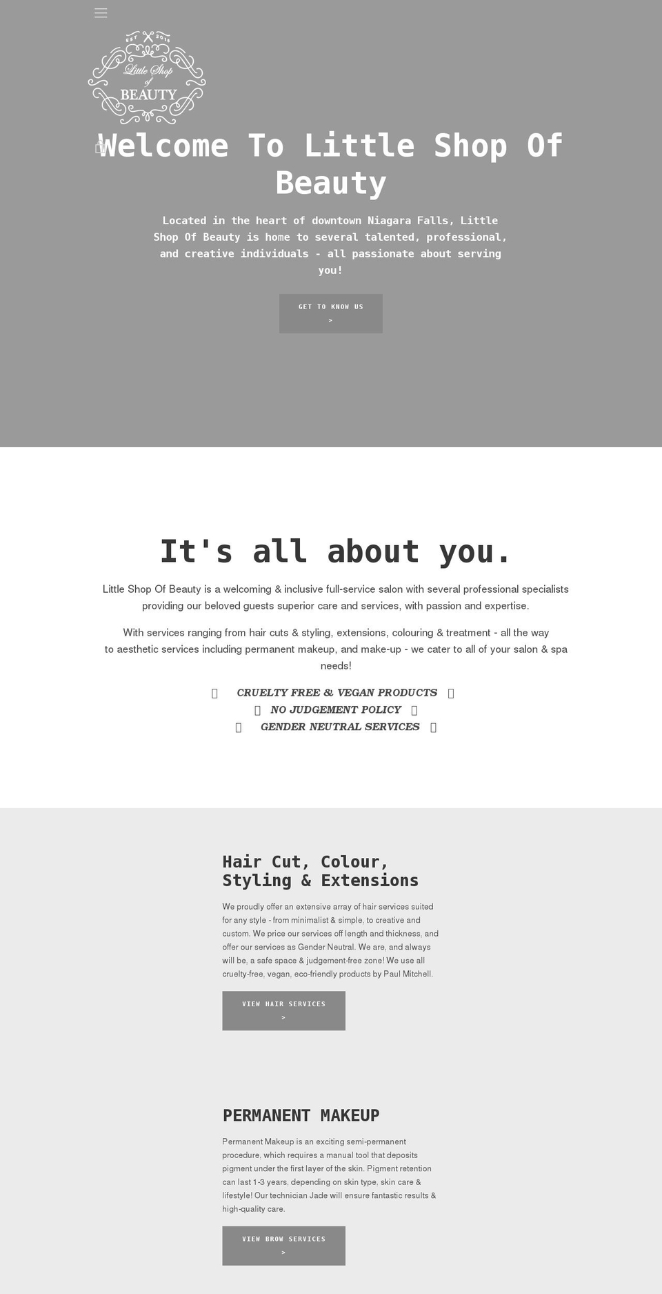 littleshopofbeautyniagara.com shopify website screenshot