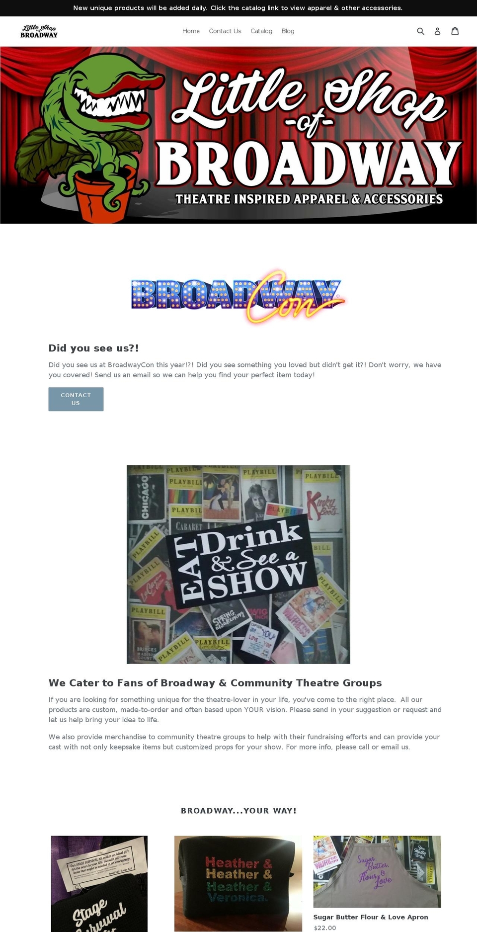 littleshopofbroadway.com shopify website screenshot
