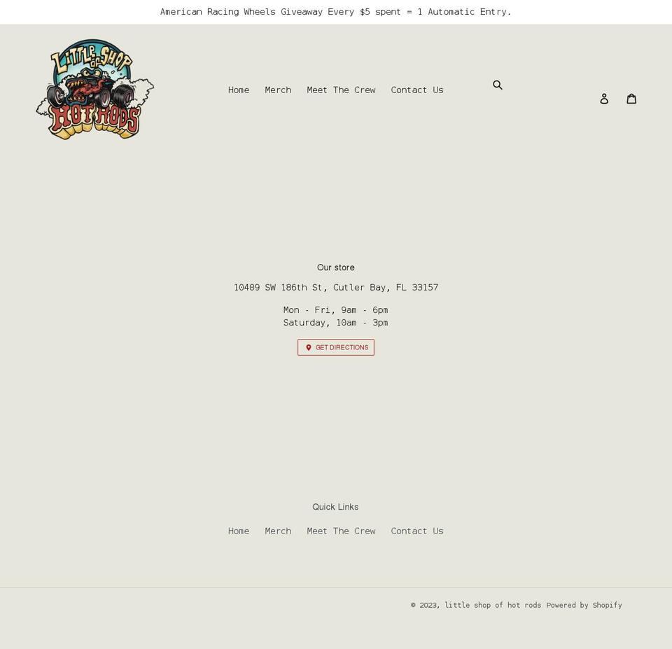 littleshopofhotrods.net shopify website screenshot