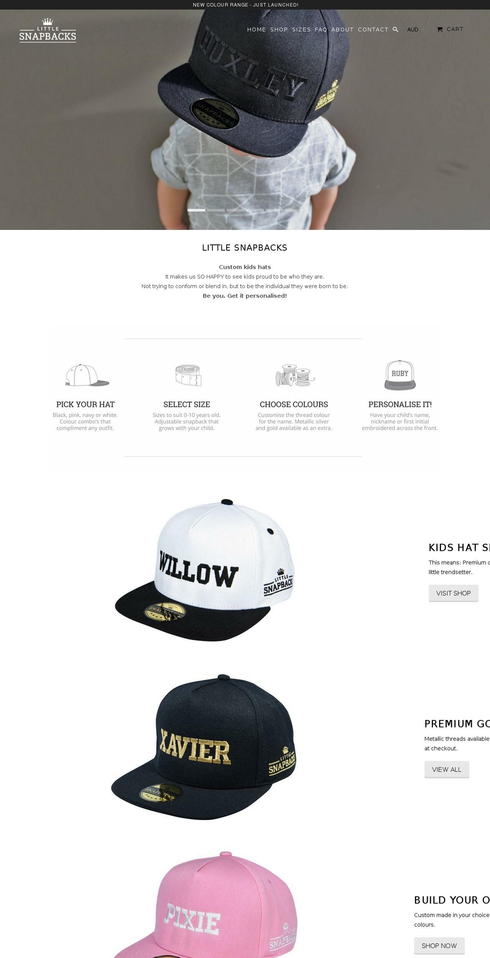 littlesnapbacks.sydney shopify website screenshot