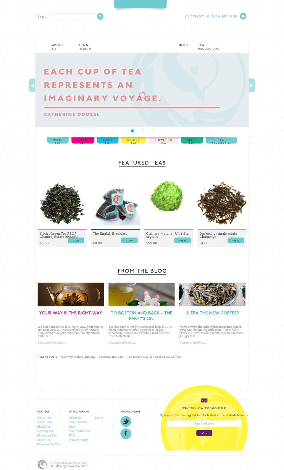 sortable Shopify theme site example littlesparrowtea.com