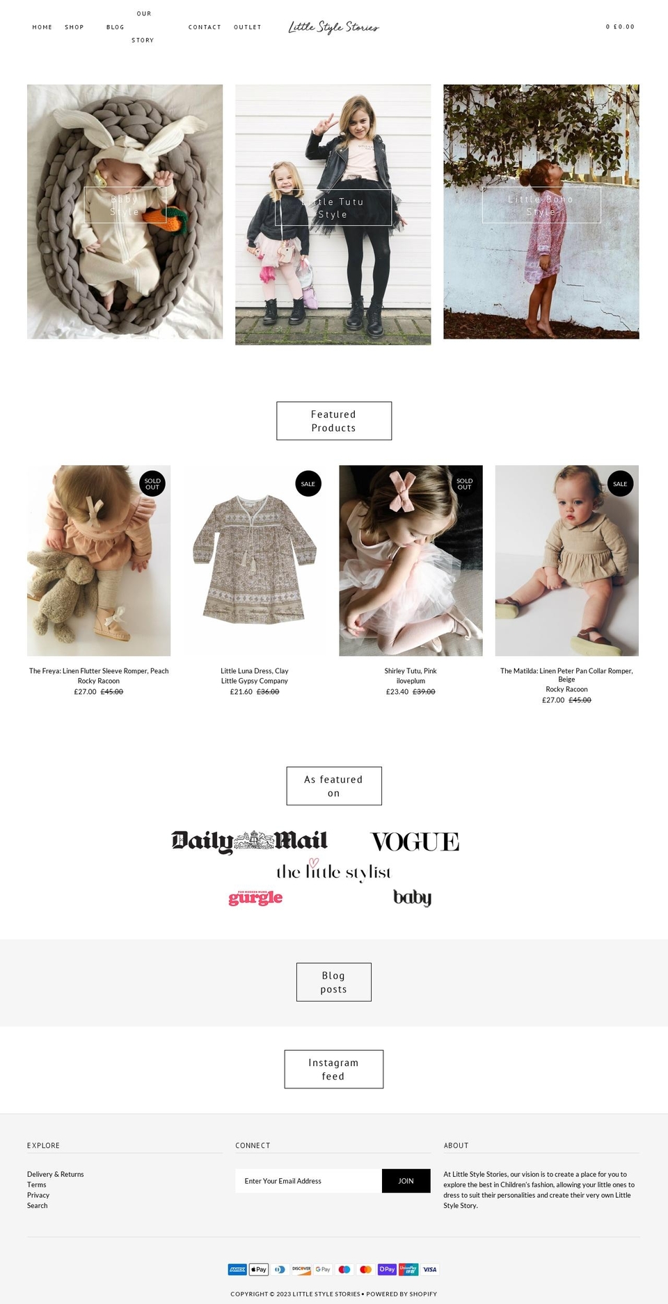littlestylestories.com — Shopify storefront screenshot