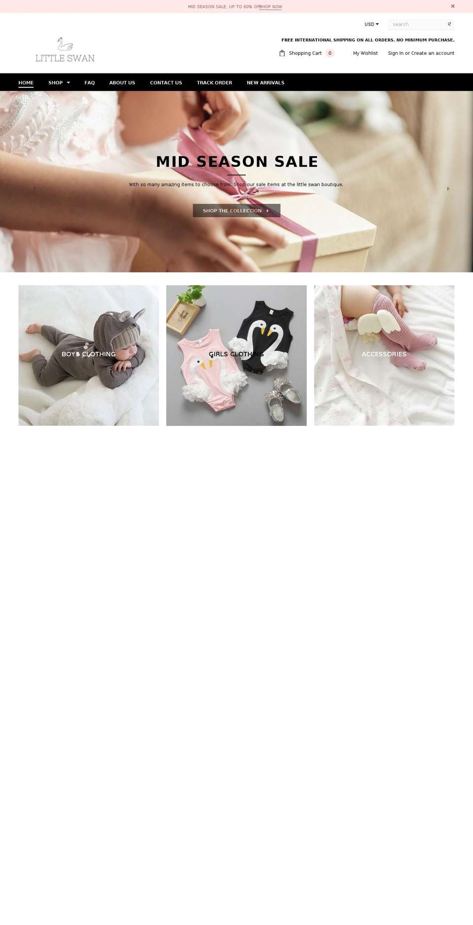 littleswanboutique.com shopify website screenshot