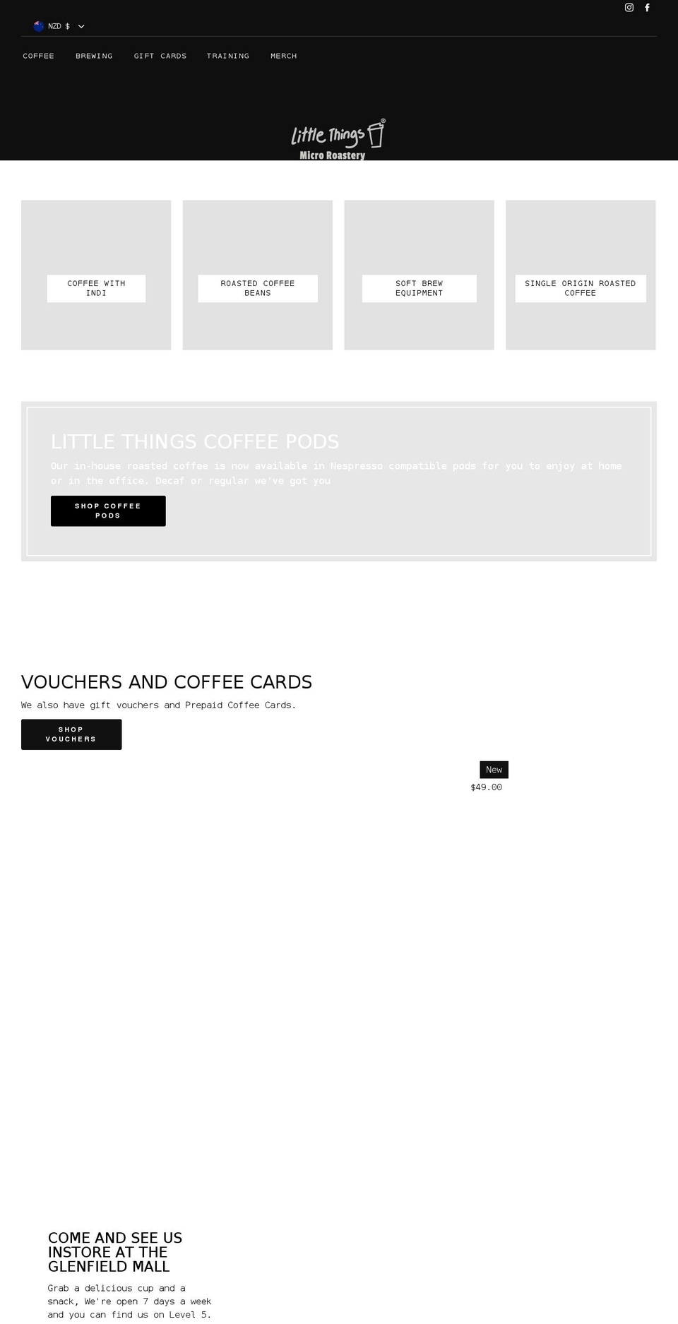 littlethingscoffee.co.nz shopify website screenshot