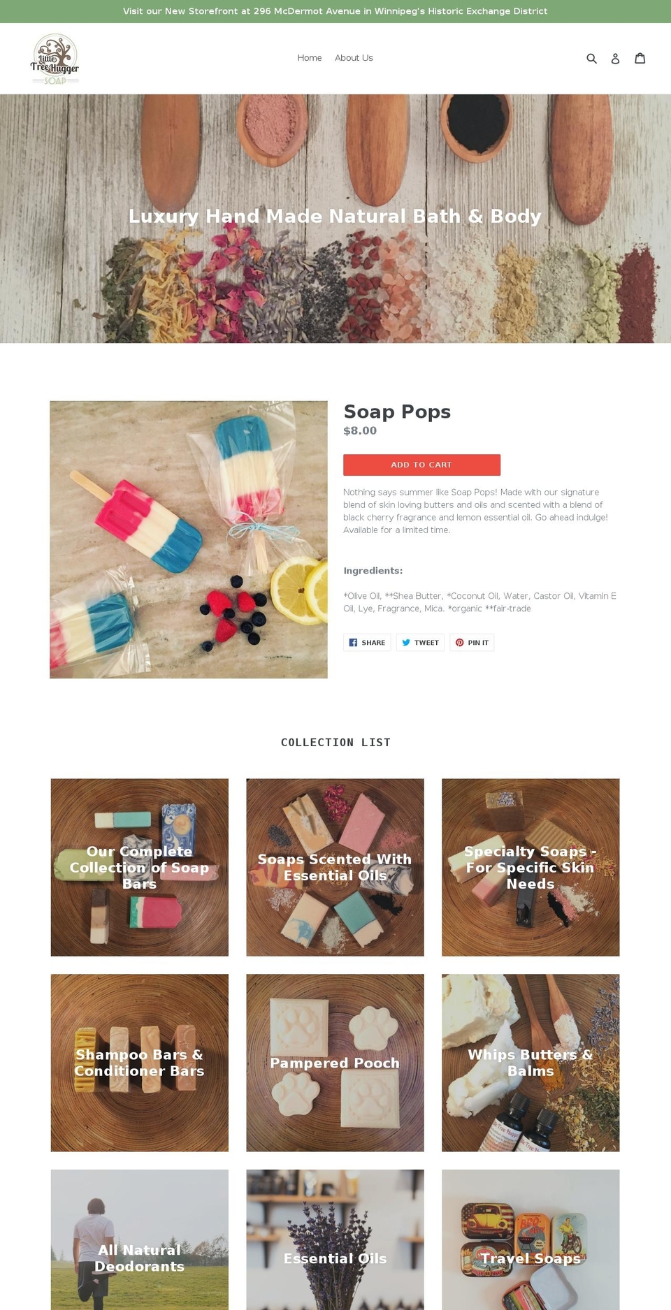 Birch Shopify theme site example littletreehuggersoap.com