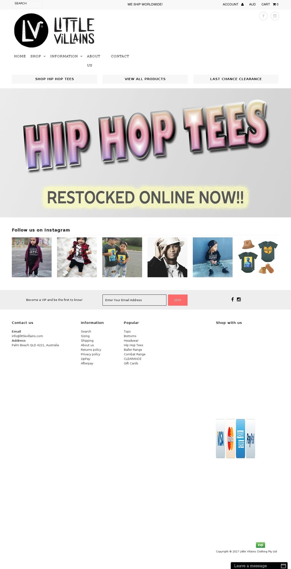 littlevillains.com shopify website screenshot