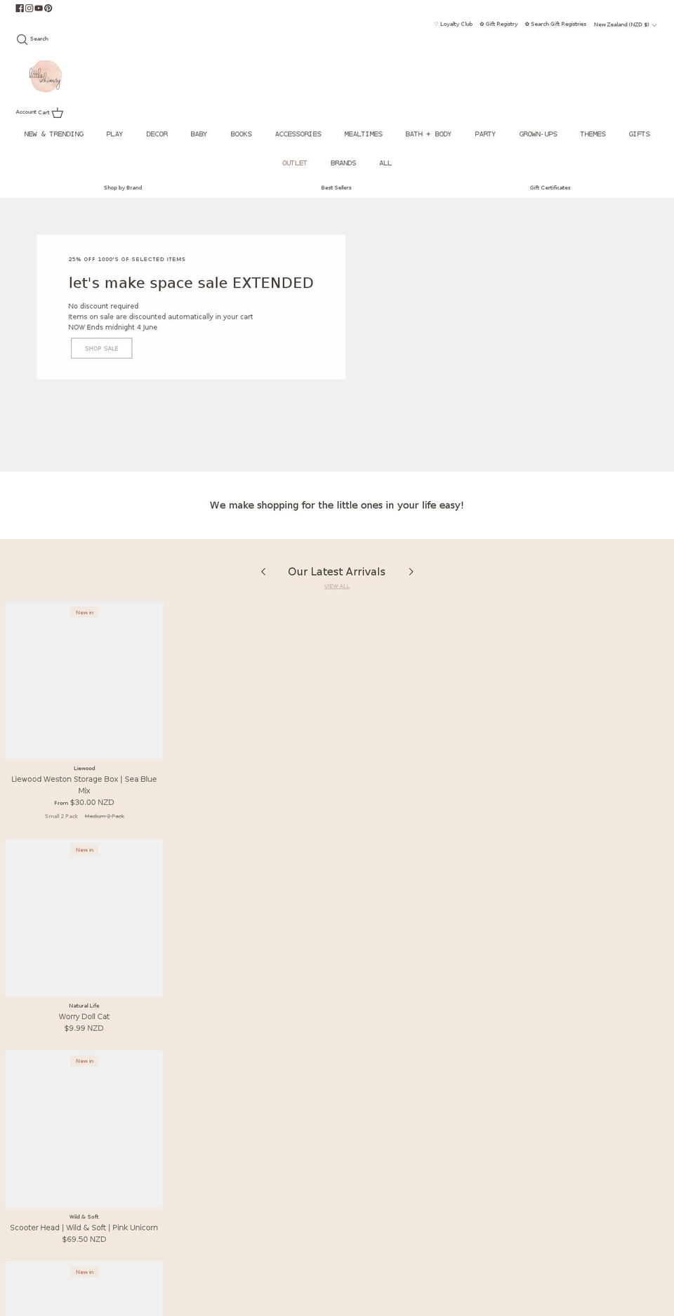 littlewhimsy.co.nz shopify website screenshot