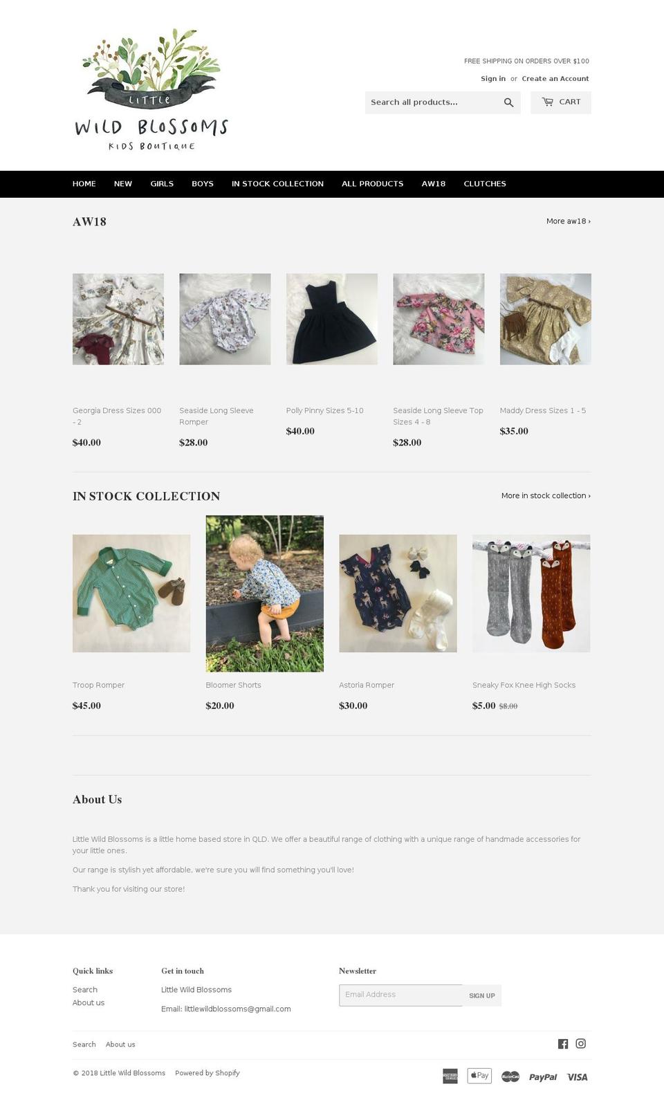 littlewildblossoms.com shopify website screenshot