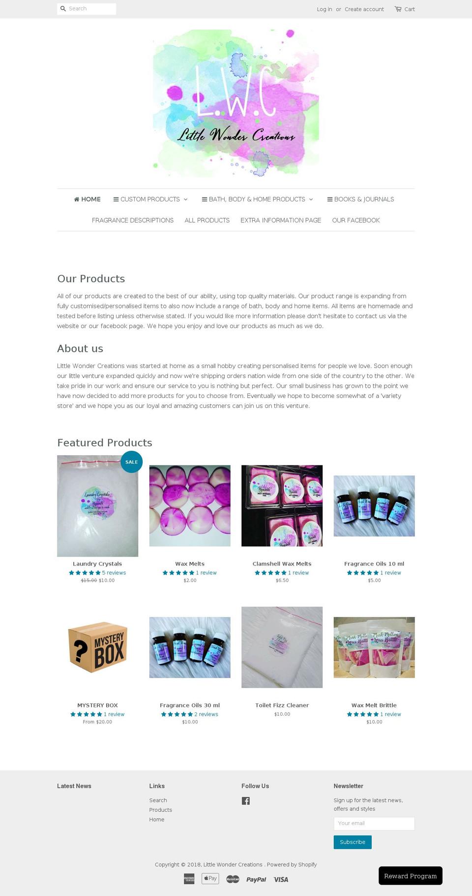littlewondercreations.com — Shopify storefront screenshot