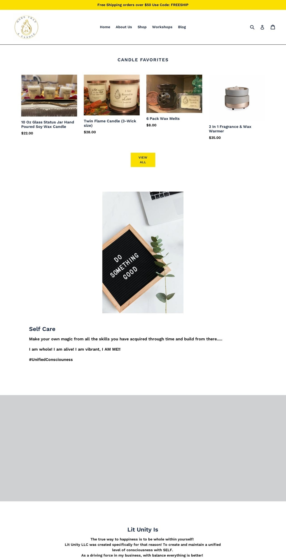 litunitycandles.com shopify website screenshot