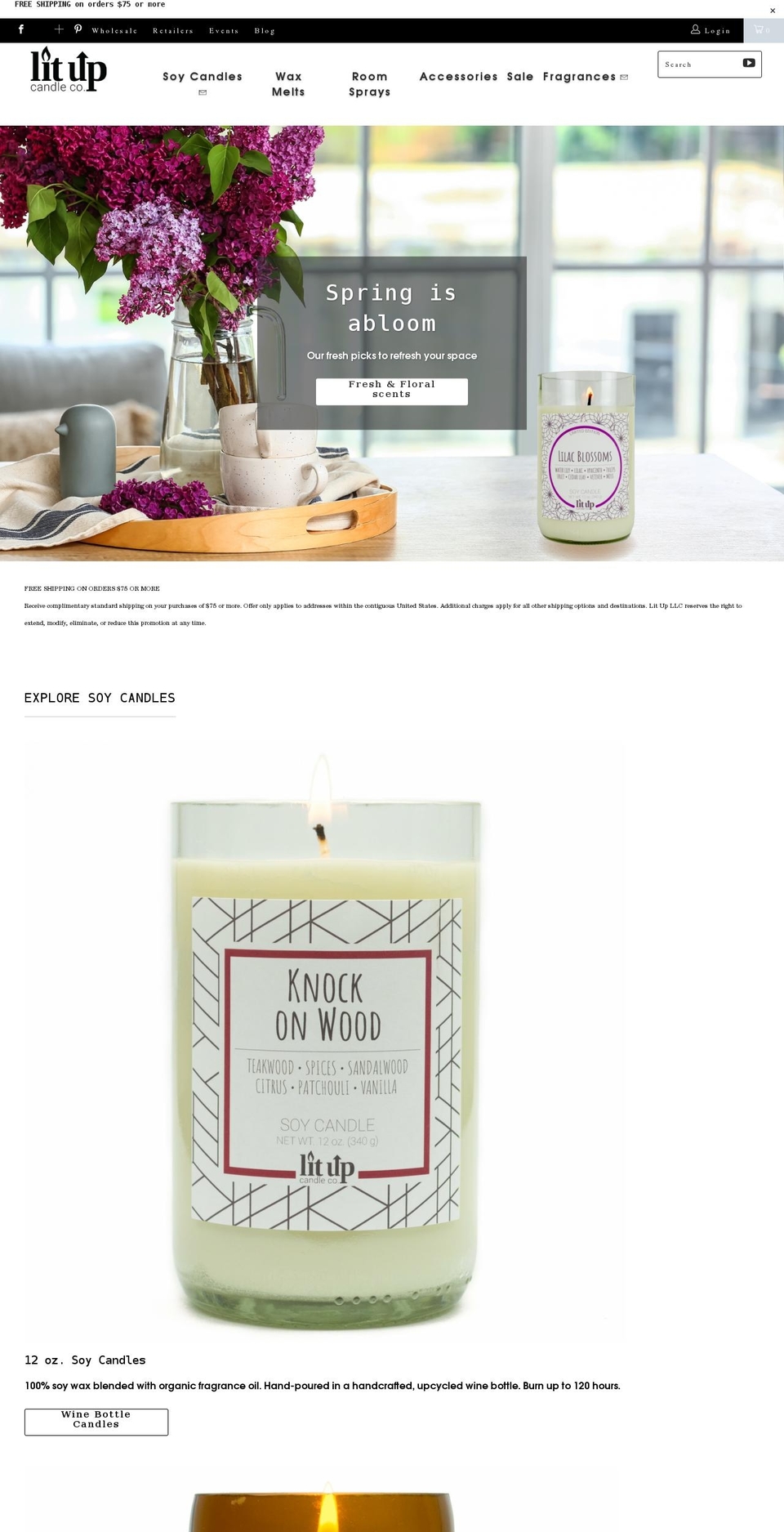 litupcandleco.com shopify website screenshot