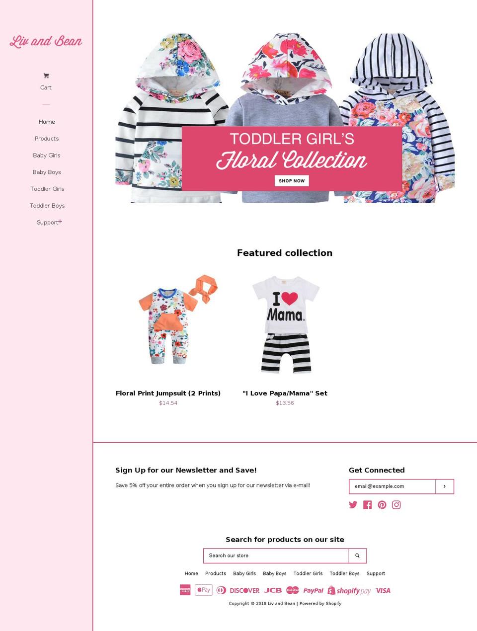 livandbean.com — Shopify storefront screenshot