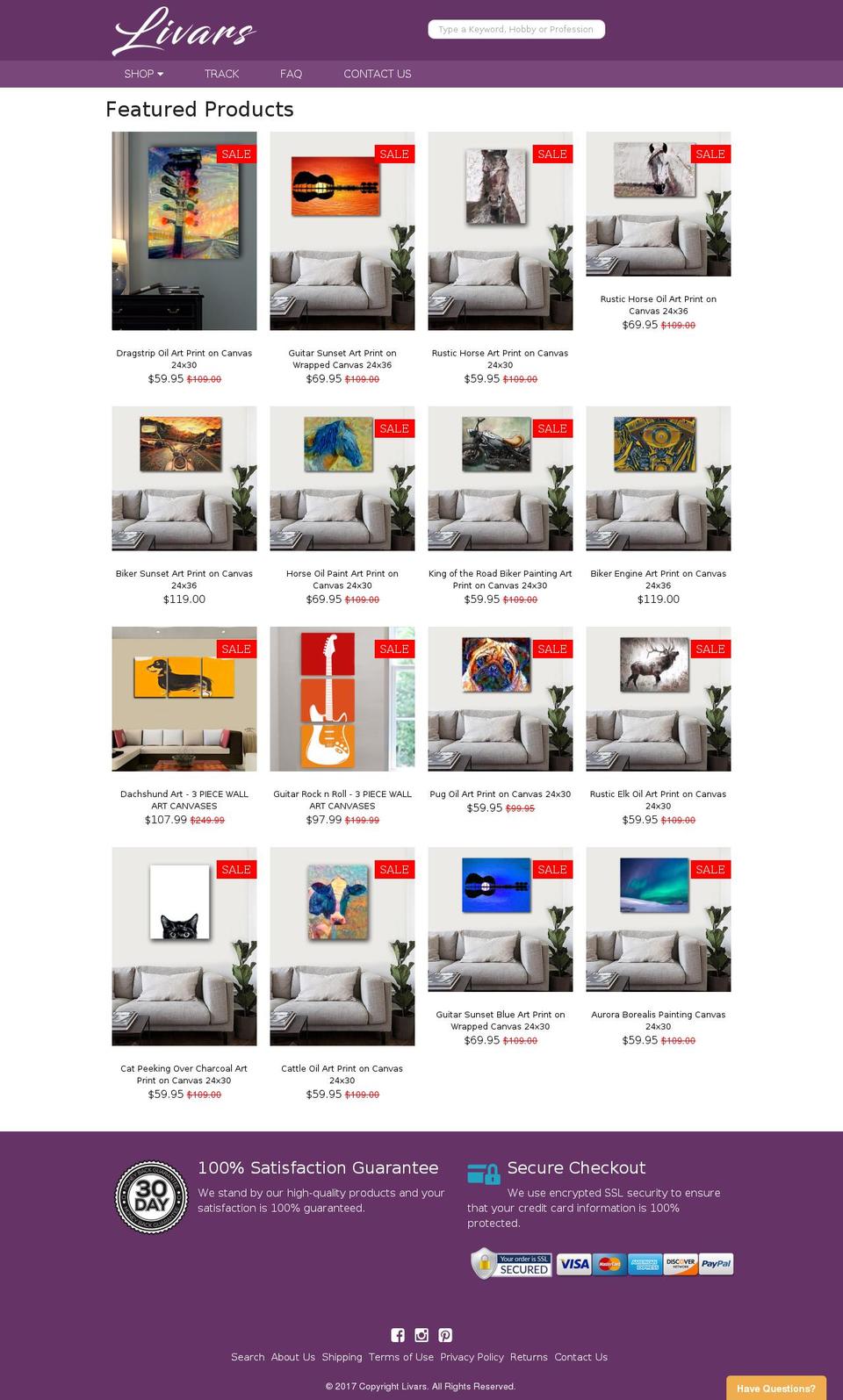 livars.com shopify website screenshot