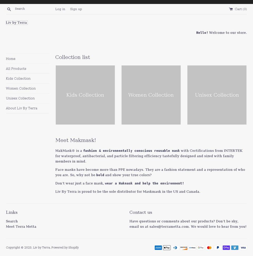 livbyterra.com shopify website screenshot