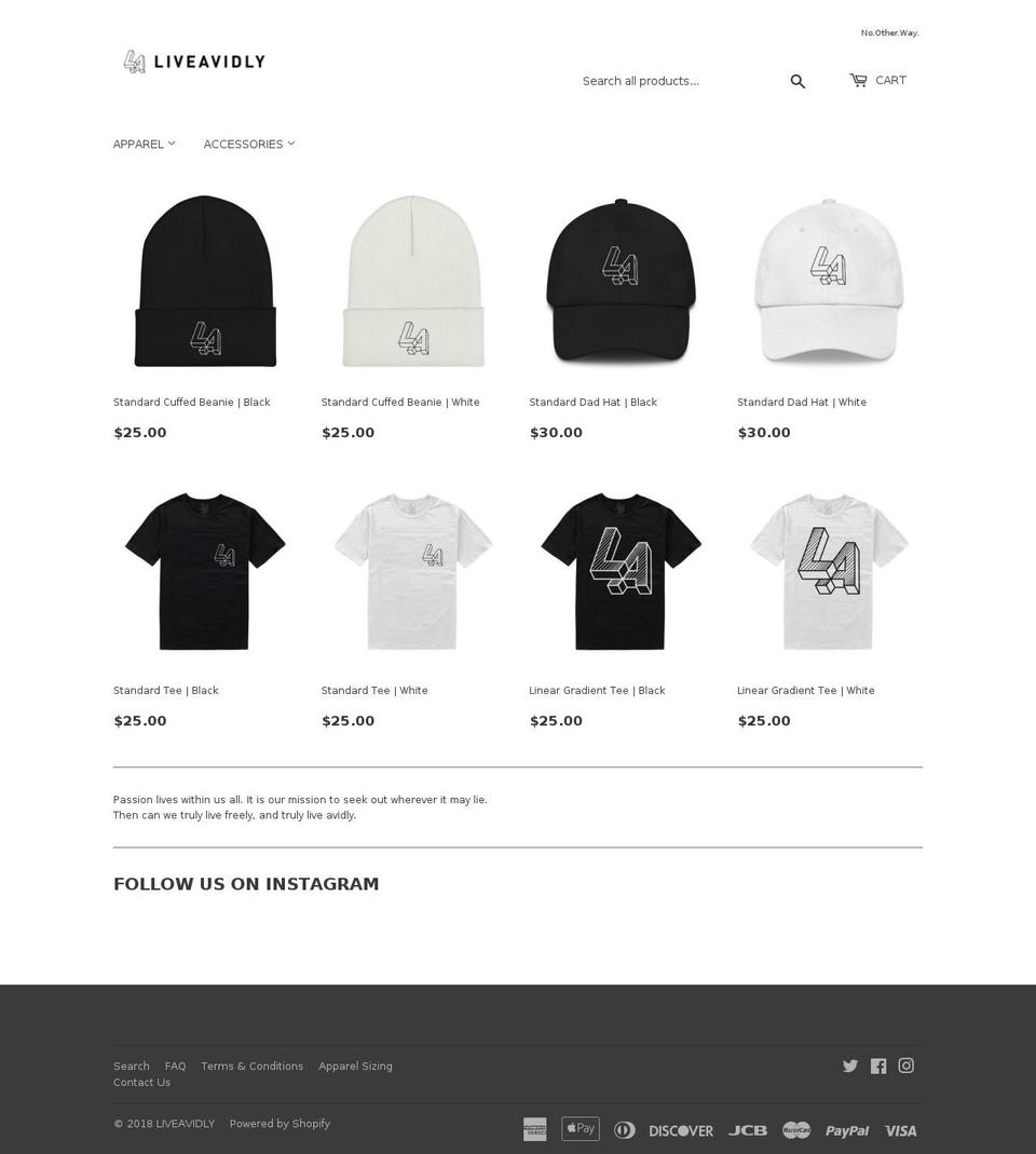 live-avidly.myshopify.com shopify website screenshot