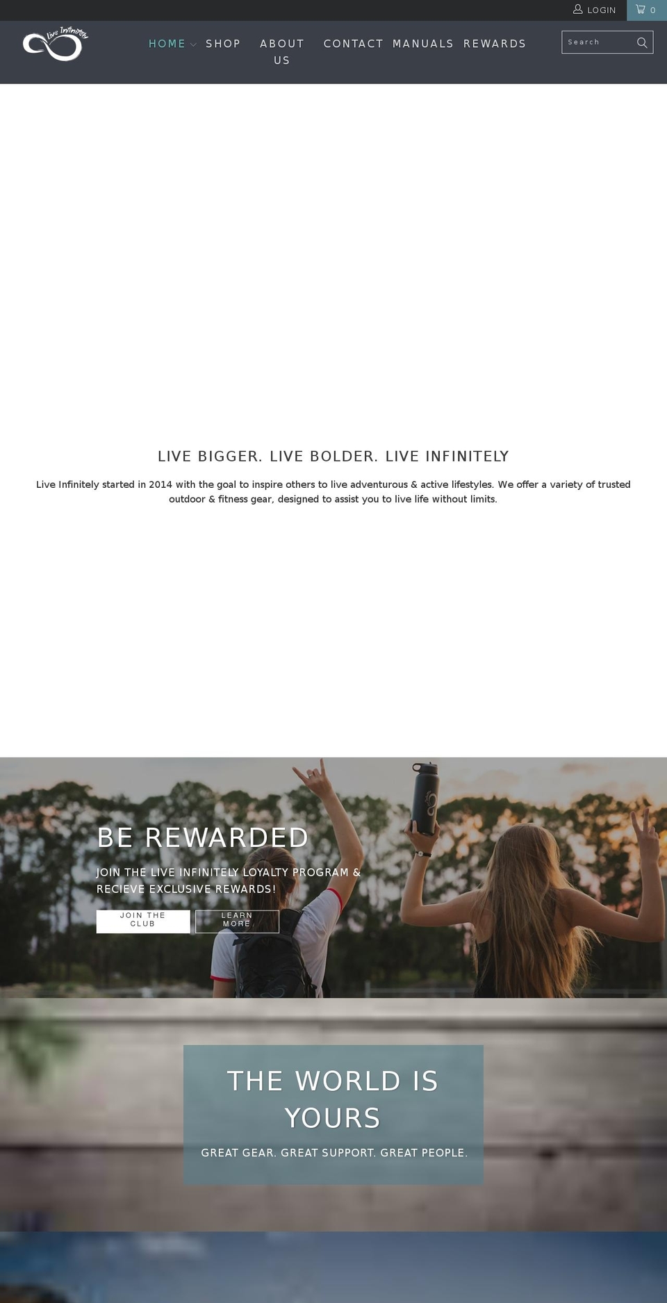 live-infinitely.myshopify.com — Shopify storefront screenshot