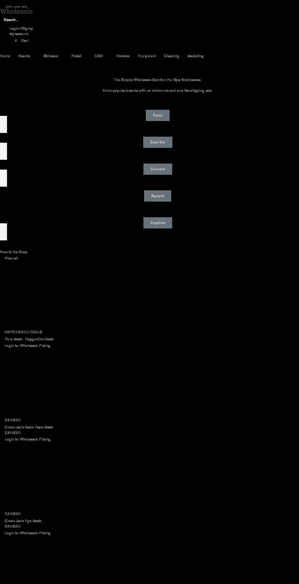 live-love-spa-wholesale.myshopify.com shopify website screenshot