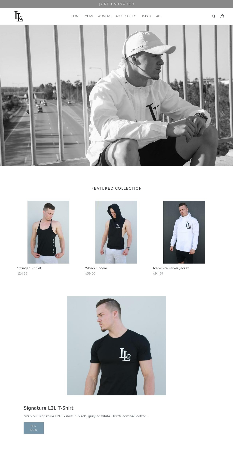 live2liftapparel.com — Shopify storefront screenshot