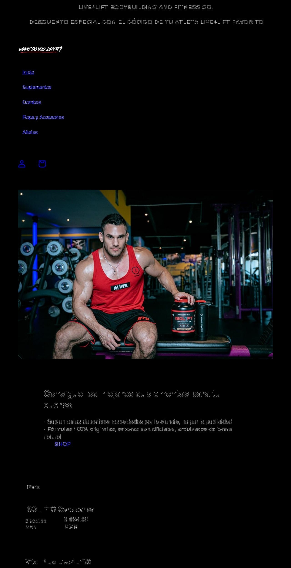 live4lift.com shopify website screenshot