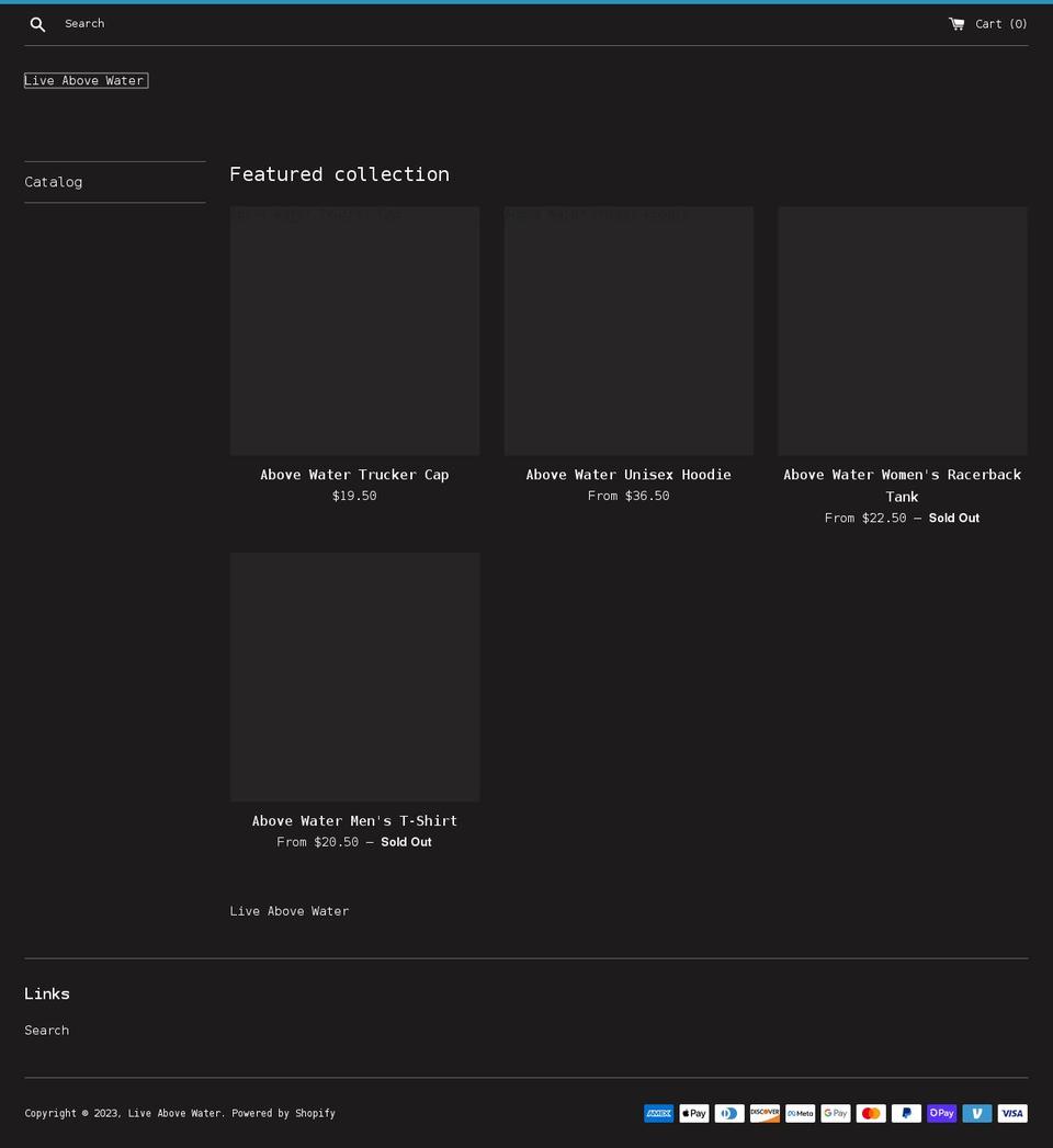 liveabovewater.com shopify website screenshot