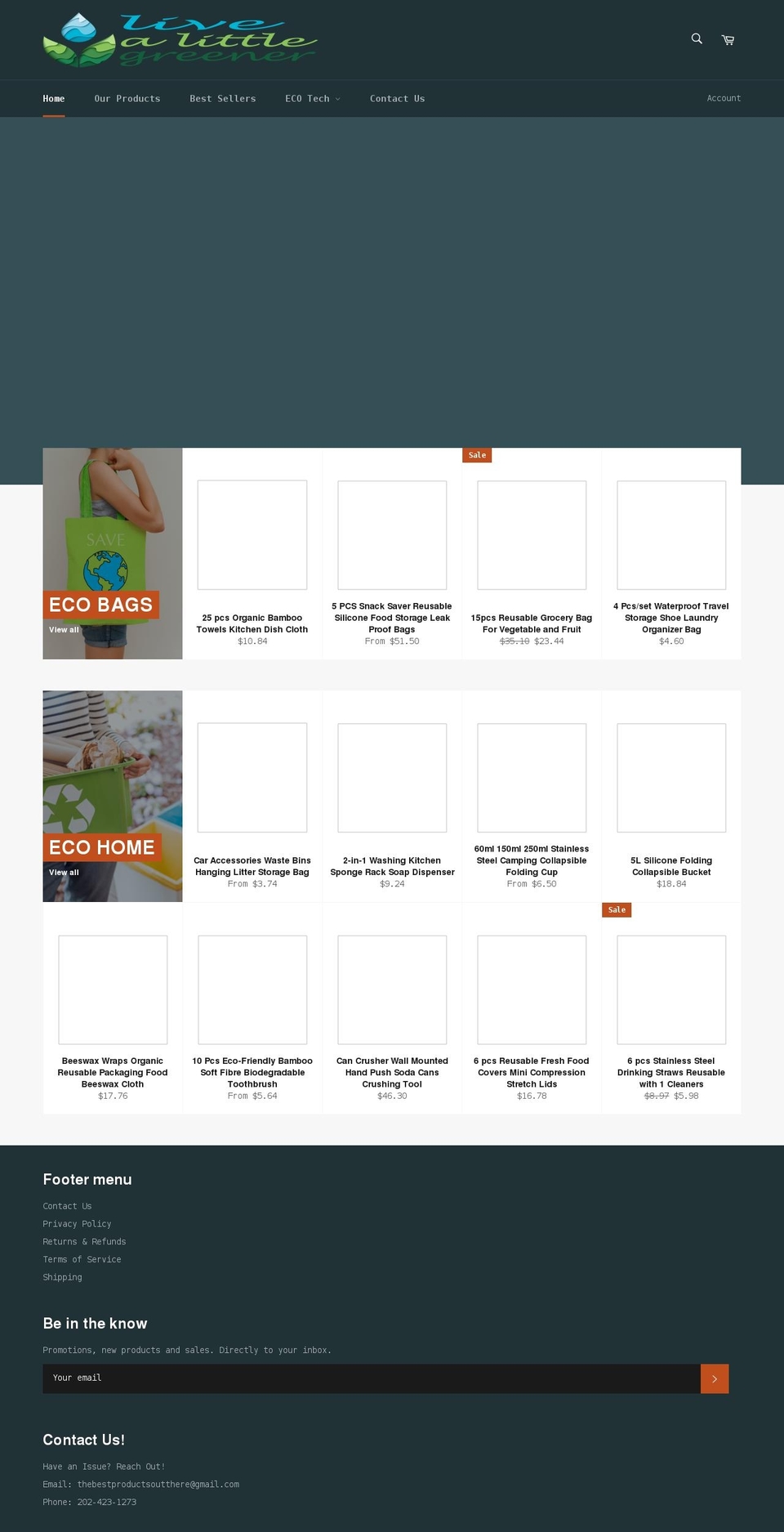 livealittlegreener.com shopify website screenshot