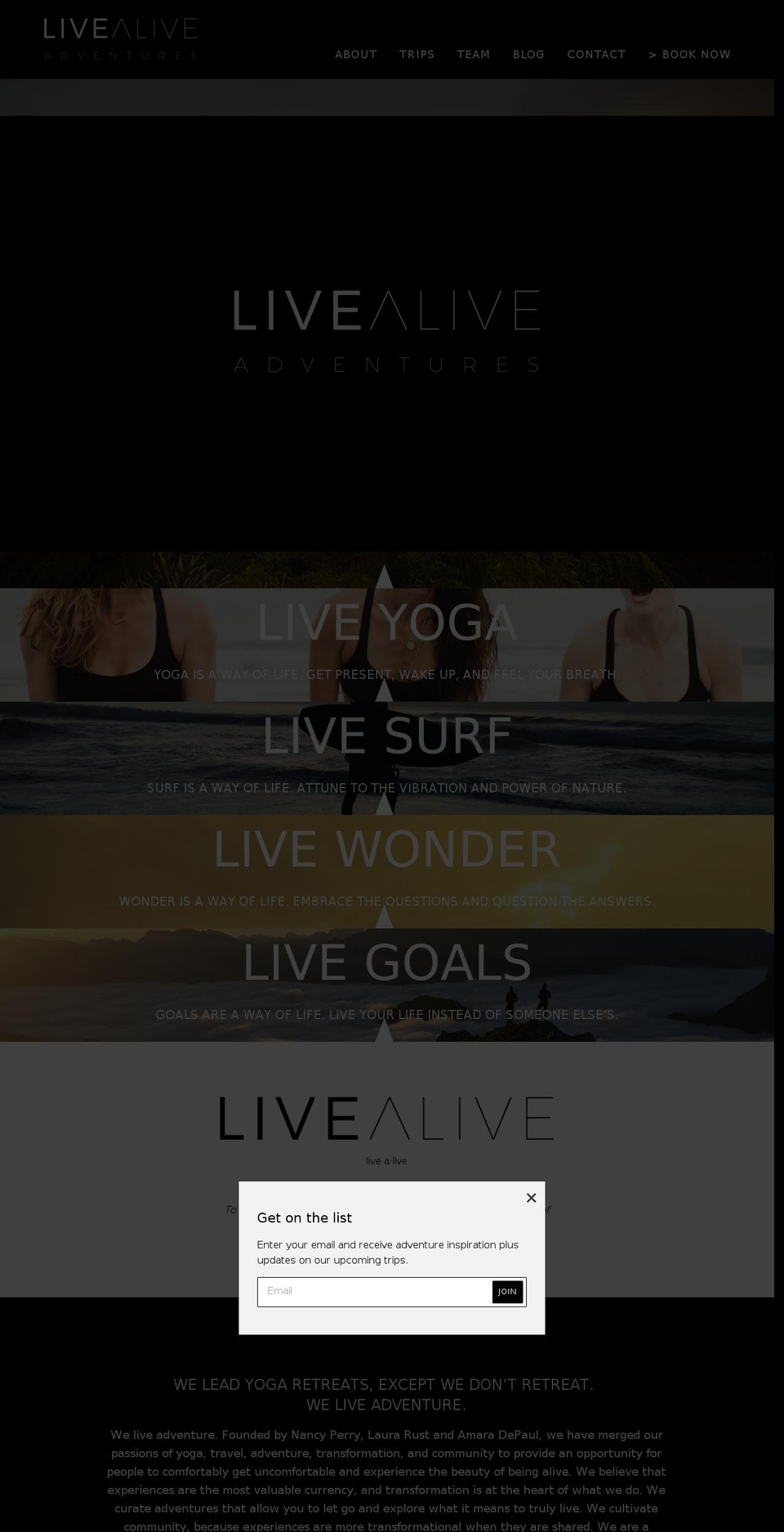 livealiveadventures.com — Shopify storefront screenshot