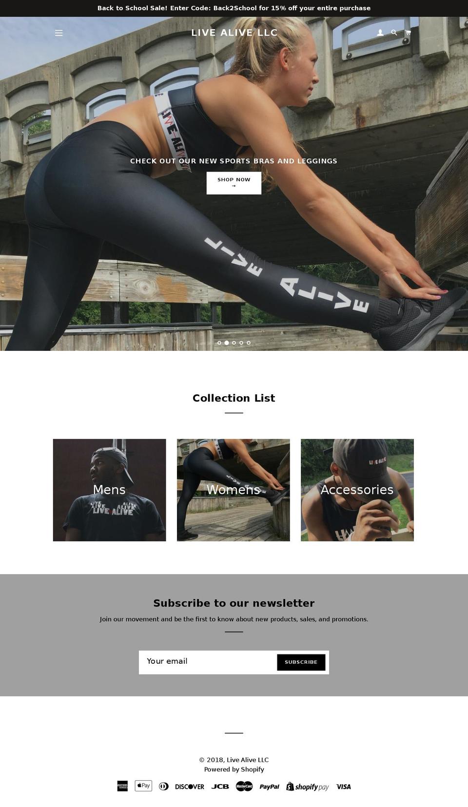 livealiveapparel.com — Shopify storefront screenshot